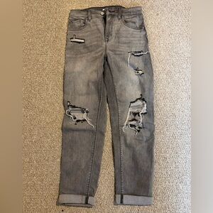 Dry Goods Women's Straight Leg Distressed Gray Jeans